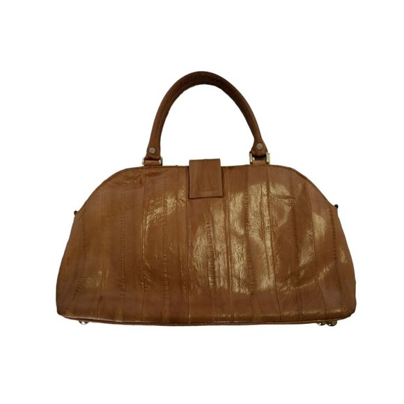 Soft Leather Bag Tan Classic Satchel Handbag Vintage Accessory - Picture 6 of 6